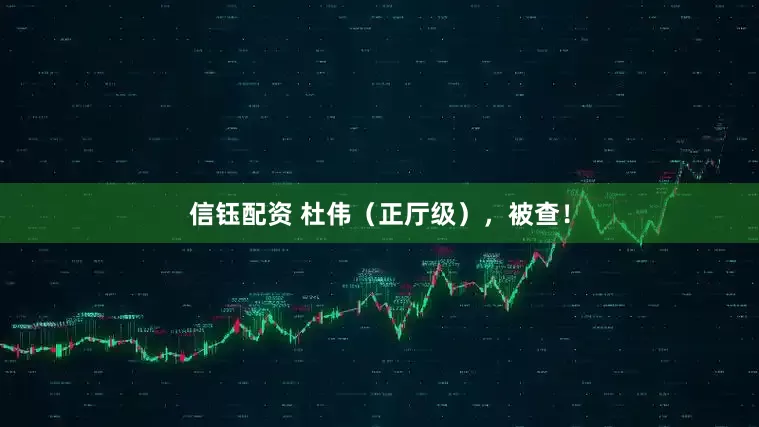 信钰配资 杜伟(正厅级),被查!
